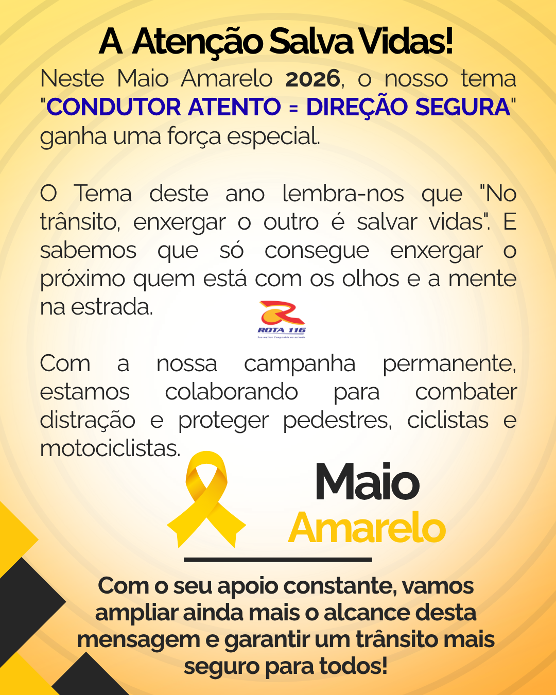 ROTA116 - Maio Amarelo 2026